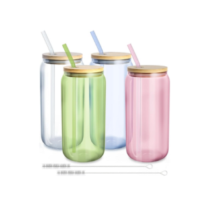 Fullstar Glass Cups with Lids and Straws